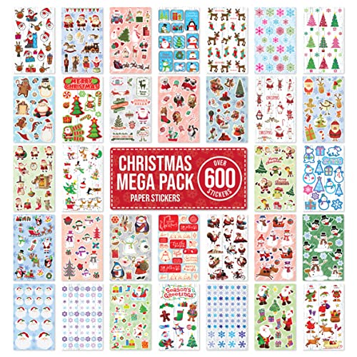 Weihnachtsaufkleber zum Dekorieren, Großpackung – über 600 selbstklebende Papieraufkleber – Merry Xmas Crafting, Scrapbook, Geschenk, Geschenk, Kartenherstellung für Kinder Weihnachtsaufkleber zum Dekorieren, Großpackung – über 600 selbstklebende Papieraufkleber – Merry Xmas Crafting, Scrapbook, Geschenk, Geschenk, Kartenherstellung für Kinder von Fun Stickers