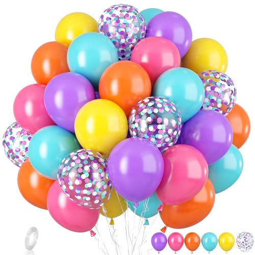 Rosa und Lila Türkise Ballons, 55 Stück Rosa Lila Gelbe Ballons, Lila Türkise Konfetti Ballons Lila Blaue Gelbe Latex Ballons für Party Dekorationen Rosa und Lila Türkise Ballons, 55 Stück Rosa Lila Gelbe Ballons, Lila Türkise Konfetti Ballons Lila Blaue Gelbe Latex Ballons für Party Dekorationen von FunHot