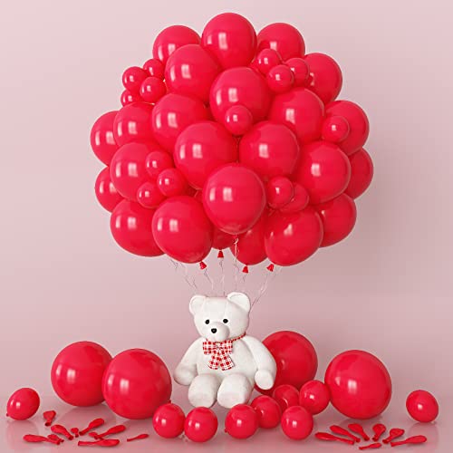 Rot Luftballons, 80 Stück Rot Luftballons Verschiedenen Größen von 12 10 5 Zoll Rot Luftballons, Rot Ballons für Geburtstag Babyparty Dekorationen, Rote Luftballons für Hochzeit Jahrestag Party von FunHot