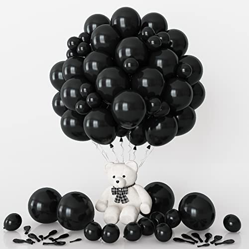 Schwarze Luftballons, 80Stk Schwarze Luftballons, Verschiedene Größen von 12 10 5 Zoll Schwarze Luftballons, Schwarze Ballons für Geburtstag Baby Shower Hochzeit Jahrestag Party Dekorationen von FunHot