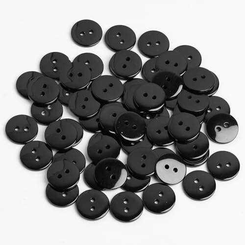 FunWorth Knöpfe aus Harz – 60 Stück 15mm Knöpfe mit 4 Löchern, Ideal für Nähen, Basteln und DIY-Projekte für Vielseitige Verwendung (Schwarz) von FunWorth