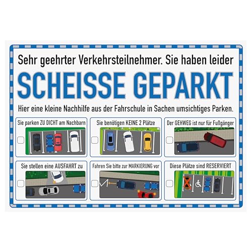 FunX Scheisse Geparkt Knöllchen-Block - 50 Blatt Humorvolle Notizzettel für Falschparker - Geschenkidee für ständig Zugeparkte oder genervte Personen - DIN A6 Strafzettel von FunX