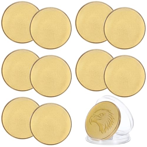10 Blanko-Herausforderungen, 40 mm, goldenes Metall mit Gewindekanten für personalisierte Gravur und Handwerk von Funabridge