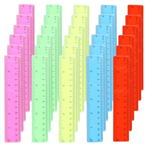 100 Stück 15,2 cm transparente Kunststoff-Lineale für Schule, Büro und Zuhause mit metrischen und Zoll-Skalen 100 Stück 15,2 cm transparente Kunststoff-Lineale für Schule, Büro und Zuhause mit metrischen und Zoll-Skalen von Funabridge