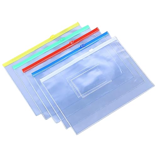 100 Stück A4 wasserdichte PVC-Dokumententaschen, transparent, mehrfarbig, für Aufbewahrung und Büroorganisation von Funabridge