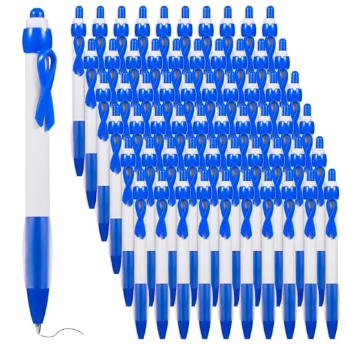 108 Stück blaue Tintenstifte mit Bändern für Krebsbewusstsein, einziehbare Gelstifte, Gesundheitsbewusstseinswerkzeuge, ideal als Geschenk für Brustkrebs 108 Stück blaue Tintenstifte mit Bändern für Krebsbewusstsein, einziehbare Gelstifte, Gesundheitsbewusstseinswerkzeuge, ideal als Geschenk für Brustkrebs von Funabridge