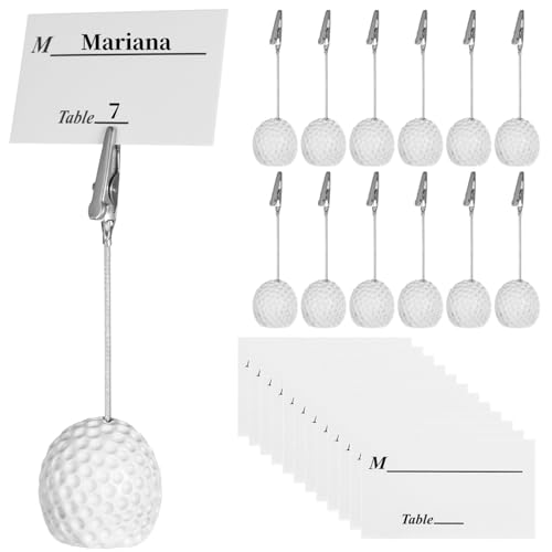 12 Golfball-förmige Memo-Clips, Harz-Tischständer mit Krokodilklemmen für Fotos, Karten, Notizen, Hochzeitsdekorationen, Bürogebrauch von Funabridge