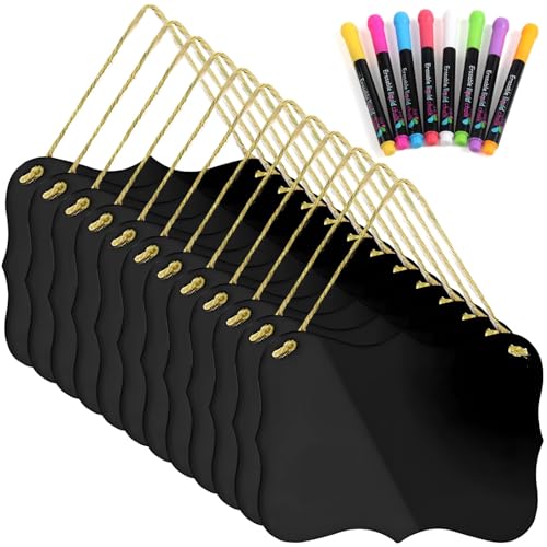12 Mini-Kreidetafel-Set mit 8 Flüssigkreide-Markern für Restaurants, Hausschilder, Partydekorationen, Acryltafeln 12 Mini-Kreidetafel-Set mit 8 Flüssigkreide-Markern für Restaurants, Hausschilder, Partydekorationen, Acryltafeln von Funabridge