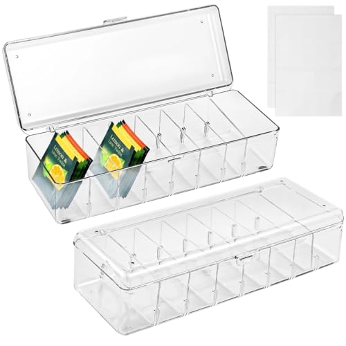2 Teebeutel-Organizer mit Deckel, 8 Fächer, transparenter Kunststoff-Aufbewahrungsbehälter für Tee, Kaffee und verschiedene Gegenstände, Büro- und Küchen-Organizer 2 Teebeutel-Organizer mit Deckel, 8 Fächer, transparenter Kunststoff-Aufbewahrungsbehälter für Tee, Kaffee und verschiedene Gegenstände, Büro- und Küchen-Organizer von Funabridge