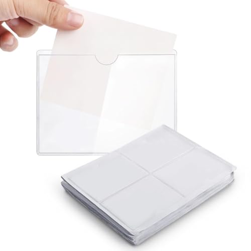 200 Stück Kartenhalter-Kollektion, transparente Kartenschutzhüllen, selbstklebende Etikettenhalter, 8,9 x 12 cm, Visitenkartenhüllen, oben offen, wasserdichte Halterungen von Funabridge