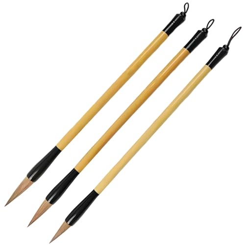 3 Kalligraphie-Pinsel-Set, Wieselhaar, 3 Größen mit Holzgriffen für Kalligraphie & Tuschekunst 3 Kalligraphie-Pinsel-Set, Wieselhaar, 3 Größen mit Holzgriffen für Kalligraphie & Tuschekunst von Funabridge