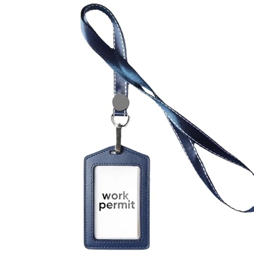 Ausziehbares Schlüsselband mit vertikalem Ausweishalter aus PU-Leder, transparentes Fenster für Büro und Veranstaltungen, Ausweise, 10,9 x 7,4 cm von Funabridge