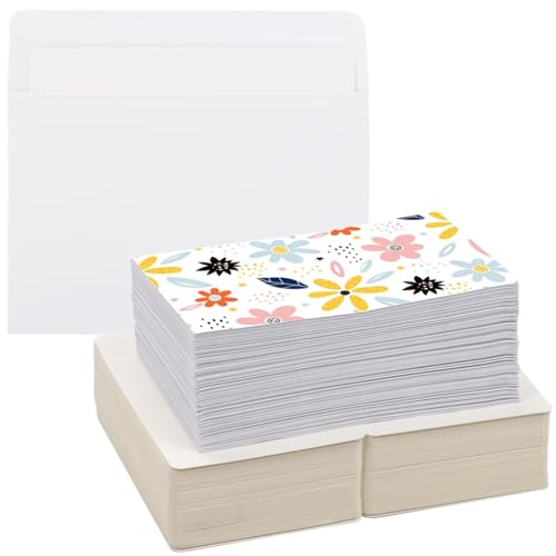 Blanko-Aquarellkarten und Umschläge, DIY-Grußkarten für Weihnachten, Hochzeiten, Babypartys, Einladungen, Notizen, mit faltbarem Hartkarton, 100 Stück von Funabridge