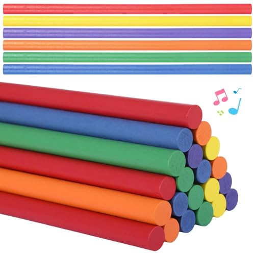 Bunte Rhythmusstäbe aus Holz, 48 Stück, 12 Percussion-Instrumente für Kinder, ansprechende Musik und Klassenzimmer-Aktivitäten, 6 helle Farben Bunte Rhythmusstäbe aus Holz, 48 Stück, 12 Percussion-Instrumente für Kinder, ansprechende Musik und Klassenzimmer-Aktivitäten, 6 helle Farben von Funabridge