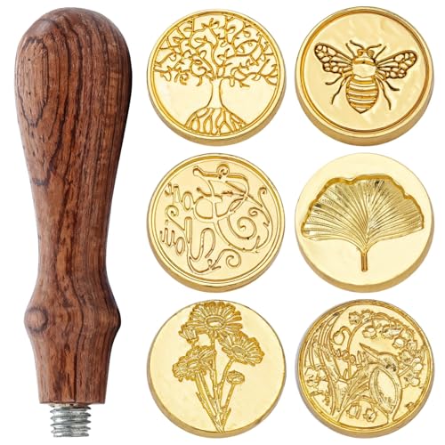 Crafting Wachssiegel-Stempel-Set, 6 einzigartige Legierungskopf-Designs mit Holzgriff für Einladungen und Briefe Crafting Wachssiegel-Stempel-Set, 6 einzigartige Legierungskopf-Designs mit Holzgriff für Einladungen und Briefe von Funabridge