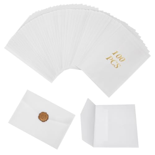 Durchsichtige Pergamentumschläge, 12,7 x 17,8 cm, vorgefaltete Jacken mit Wachssiegeln, ideal für Hochzeitseinladungen, Babypartys, Party-Postkarten, 100 Stück Durchsichtige Pergamentumschläge, 12,7 x 17,8 cm, vorgefaltete Jacken mit Wachssiegeln, ideal für Hochzeitseinladungen, Babypartys, Party-Postkarten, 100 Stück von Funabridge