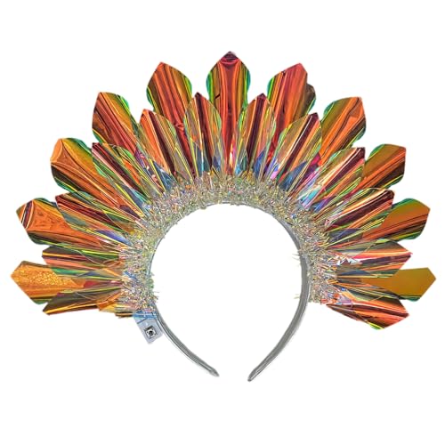 Leuchtender Rave Haarreif mit Regenbogenblüten, LED-Festival-Kopfschmuck für Frauen, batteriebetriebenes Haar-Accessoire für Karneval, Partys und Raves von Funabridge