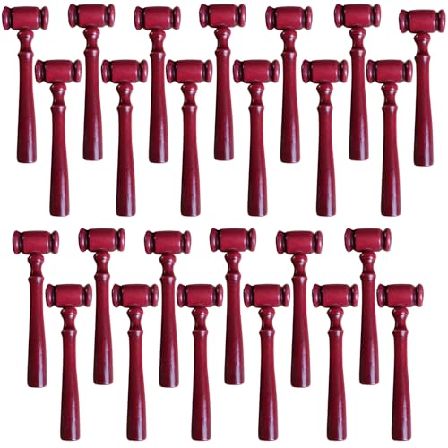 Roter Richterhammer aus Holz, 25 Stück, Halloween-Partygeschenke, 11 cm, poliert, für Auktionen und Kostüme von Funabridge