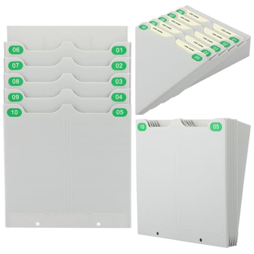 Zeitkarten-Wandhalter mit 10 Fächern, einziehbares Design und nummerierten Etiketten 01-10, einfach aufzuhängen und aufzubewahren von Funabridge