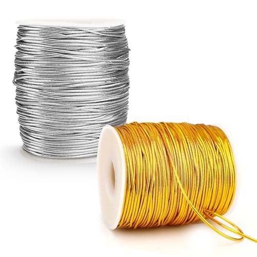 Elastische Kordel, Metallic-Stretchband, 2 Rollen, goldfarben, silberfarben, elastische Schnur, Metallic-Lametta-Kordel, Seil für Geschenkboxen, Basteln, Weihnachtsschmuck, zum Aufhängen Elastische Kordel, Metallic-Stretchband, 2 Rollen, goldfarben, silberfarben, elastische Schnur, Metallic-Lametta-Kordel, Seil für Geschenkboxen, Basteln, Weihnachtsschmuck, zum Aufhängen von Funactu