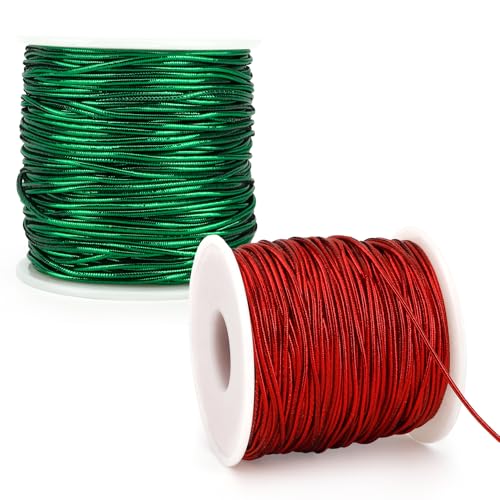 Elastische Kordel, Metallic-Stretchband, 2 Rollen, rot/grün, elastische Schnur, Metallband, Lametta-Kordel, Seil für Geschenkboxen, Basteln, Weihnachtsschmuck, zum Aufhängen, Schmuckherstellung Elastische Kordel, Metallic-Stretchband, 2 Rollen, rot/grün, elastische Schnur, Metallband, Lametta-Kordel, Seil für Geschenkboxen, Basteln, Weihnachtsschmuck, zum Aufhängen, Schmuckherstellung von Funactu