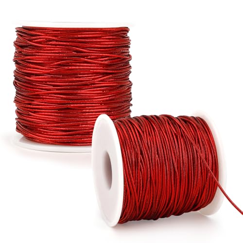 Elastische Kordel, Metallic-Stretchband, 2 Rollen, rote elastische Schnur, Metallband, Lametta-Kordel, Seil für Geschenkboxen, Basteln, Weihnachtsschmuck, zum Aufhängen, Schmuckherstellung Elastische Kordel, Metallic-Stretchband, 2 Rollen, rote elastische Schnur, Metallband, Lametta-Kordel, Seil für Geschenkboxen, Basteln, Weihnachtsschmuck, zum Aufhängen, Schmuckherstellung von Funactu