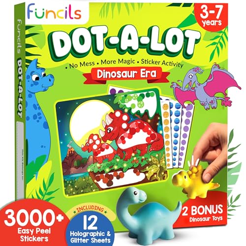 Funcils Dot Sticker Art Aktivität - Dinosaurier Dot Art, Basteln ohne Chaos für Kinder, Geschenke für Jungen & Mädchen im Alter von 3-7 Jahren, Lernspielzeug, DIY-Aktivitäten, Reise-Spielzeug Funcils Dot Sticker Art Aktivität - Dinosaurier Dot Art, Basteln ohne Chaos für Kinder, Geschenke für Jungen & Mädchen im Alter von 3-7 Jahren, Lernspielzeug, DIY-Aktivitäten, Reise-Spielzeug von Funcils