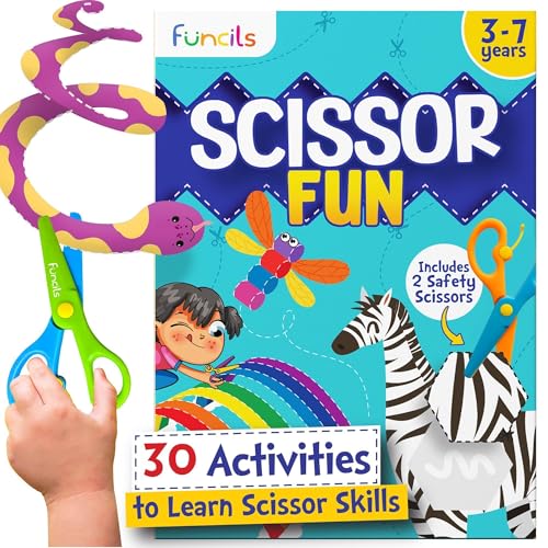 Funcils Toddler Scissor Skills - Art Supplies & Crafts Kit for Kids, Safety Scissors, Fine Motor Toys, Birthday Gifts for Boys & Girls Ages 3, 4, 5, 6, 7 Year Old [Eng Lang] von Funcils