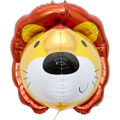 FUNFEST 4D Lion Luftballons 70cm - Deko Ballon Löwe - inklusive Ballon Löwe & Strohhalm - Fliegen mit Helium - Hochwertiger wiederverwendbarer Ballon von Funfest