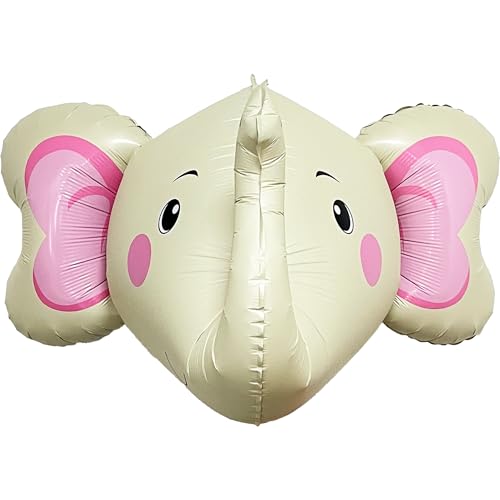 FUNFEST Elefant Luftballons 4D Farbe Beige 60cm - Deko Ballon Elefant - inklusive Elefant & Strohhalm Ballon - Fliegen mit Helium - Hochwertiger wiederverwendbarer Ballon von Funfest