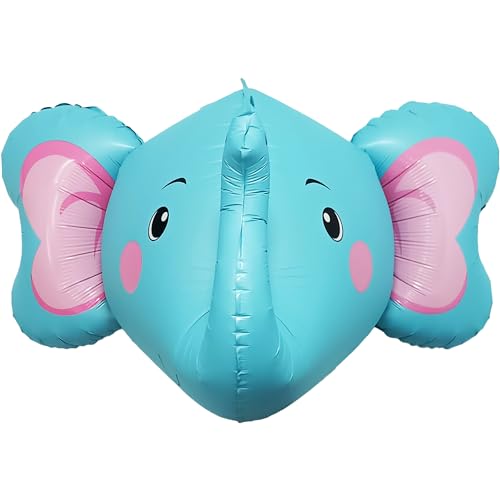 FUNFEST Elefant Luftballons 4D Farbe Blau 60 cm - Dekoration Ballon Elefant - inklusive Elefant & Strohhalm - Fliegen mit Helium - Hochwertiger wiederverwendbarer Ballon von Funfest