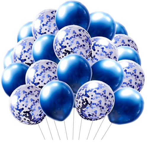 FUNFEST Luftballons Blau und Pailletten Blau – Packung mit 36 Luftballons à 30 cm Farbe Blau – Dekoration Ballon Blau und Pailletten – Fliegen mit Helium – Hochwertiger Ballon von Funfest