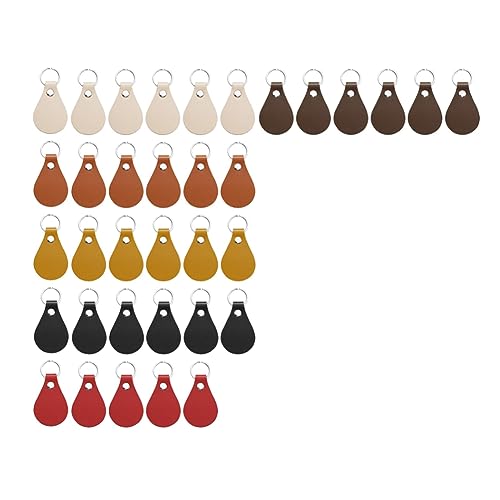 Funfob 36-Teiliges PU-Leder-SchlüSselanhäNger-Set, Leder-SchlüSselanhäNger-Set, Leder-SchlüSselanhäNger mit SchlüSselringen und Nieten für Heimwerkerarbeiten (6 Farben) von Funfob