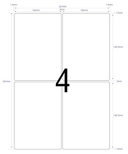 100 Blatt Universal Etiketten Aufkleber DIN A4 400 Selbstklebend Etiketten 105 x 148 mm Adressetiketten Aufkleber - Geeignet für Laser/Inkjet/Kopierer Einsetzbar 100 Blatt Universal Etiketten Aufkleber DIN A4 400 Selbstklebend Etiketten 105 x 148 mm Adressetiketten Aufkleber - Geeignet für Laser/Inkjet/Kopierer Einsetzbar von FungLam
