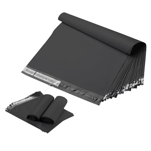 100 Stück 305x380mm 12'' x 15.5'' Schwarz Versandbeutel Plastik Versandtaschen, Professionelle Versandtaschen aus Plastik mit blickdichtem Selbstklebeverschluss von FungLam