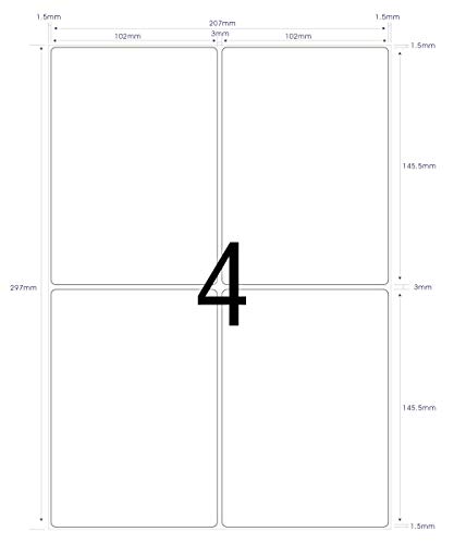 Etiketten selbstklebend, 25 Blatt etiketten a4 105 x 148 mm, klebepapier a4 bedruckbar, din a4 klebepapier bedruckbar - Geeignet für Laser/Inkjet/Kopierer Einsetzbar Etiketten selbstklebend, 25 Blatt etiketten a4 105 x 148 mm, klebepapier a4 bedruckbar, din a4 klebepapier bedruckbar - Geeignet für Laser/Inkjet/Kopierer Einsetzbar von FungLam