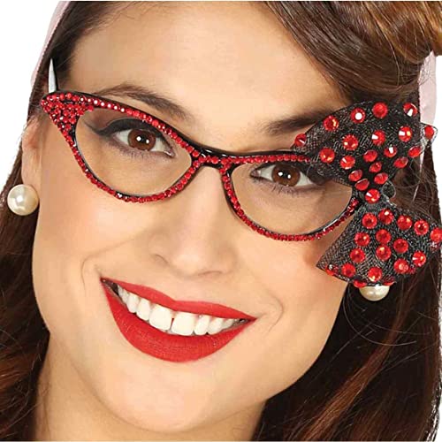 FIESTAS GUIRCA 17270 zubehör Brille 50er Jahre mit roter Schleife, Sortiert von Funidelia
