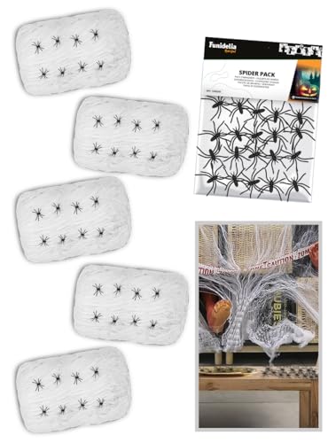 Funidelia | 5 Spinnenweben von 250g und Spinnen ▶ Tiere, Halloween, Horror - Dekoration für Geburtstagsfeiern, Kostümpartys, Halloween und Fasching - Weiß Funidelia | 5 Spinnenweben von 250g und Spinnen ▶ Tiere, Halloween, Horror - Dekoration für Geburtstagsfeiern, Kostümpartys, Halloween und Fasching - Weiß von Funidelia