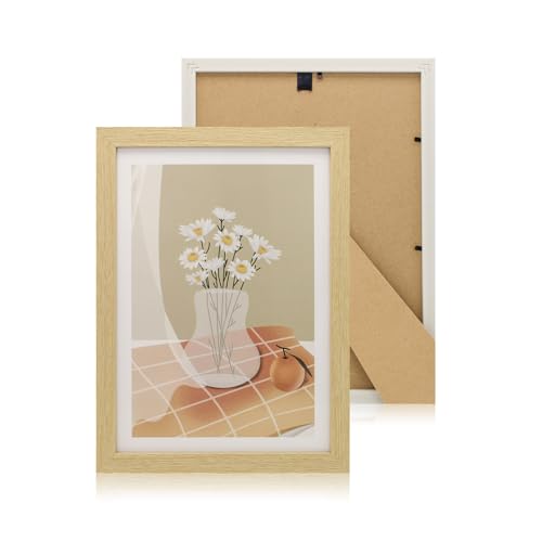 FuninCrea Bilderrahmen A4 für Wand & Tischplatte, Personalisierte Fotorahmen Rahmen A4 Bilderrahmen Holz für Dekoratives Puzzle Foto Poster Zertifikat (Burlywood, A4) von FuninCrea