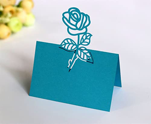 Funjxhey 50Stück Tischkarten Platzkarten Namenskarten Geburtstag Hochzeitskarten Namensschild Sitzkarte Herz Party Feste Geburtstag Taufe (Blue B) von Funjxhey