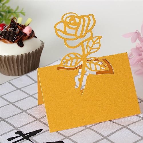 Funjxhey 50Stück Tischkarten Platzkarten Namenskarten Geburtstag Hochzeitskarten Namensschild Sitzkarte Herz Party Feste Geburtstag Taufe (Gold) von Funjxhey