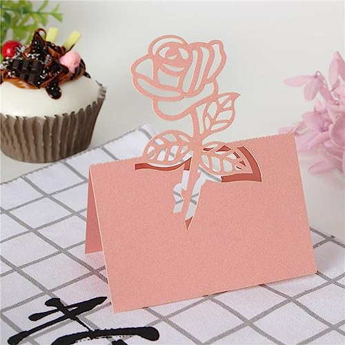 Funjxhey 50Stück Tischkarten Platzkarten Namenskarten Geburtstag Hochzeitskarten Namensschild Sitzkarte Herz Party Feste Geburtstag Taufe (Pink) von Sudsty