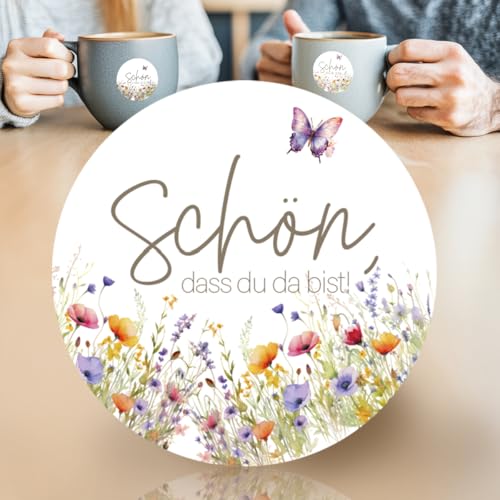 48x Aufkleber Schön, dass du da bist – Rund, floral mit Wildblumen & Schmetterling – Hochzeit, Gastgeschenke, DIY & Deko Sticker – 44 mm – Funke & Brand 48x Aufkleber Schön, dass du da bist – Rund, floral mit Wildblumen & Schmetterling – Hochzeit, Gastgeschenke, DIY & Deko Sticker – 44 mm – Funke & Brand von Funke & Brand