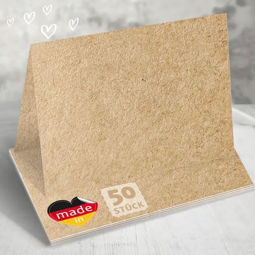 50x Blanko Tischkarten Kraftpapier, Funke & Brand - Tischkarten zum Selber Beschriften, Platzkarten Hochzeit, Geburtstag, Namenskarten 50x Blanko Tischkarten Kraftpapier, Funke & Brand - Tischkarten zum Selber Beschriften, Platzkarten Hochzeit, Geburtstag, Namenskarten von Funke & Brand