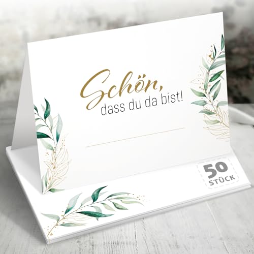 Funke & Brand Tischkarten Floral Grün mit Goldakzenten, 50 Stück – Schön, DASS du da bist! Perfekt für Hochzeiten und besondere Anlässe Funke & Brand Tischkarten Floral Grün mit Goldakzenten, 50 Stück – Schön, DASS du da bist! Perfekt für Hochzeiten und besondere Anlässe von Funke & Brand