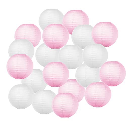 FullBerg 20er Papier Lampions weiß 20cm, Rosa Papierlaterne Lampenschirm Rund Ballform für Hochtzeit Kirche Garten Party Dekoration FullBerg 20er Papier Lampions weiß 20cm, Rosa Papierlaterne Lampenschirm Rund Ballform für Hochtzeit Kirche Garten Party Dekoration von Funkeen