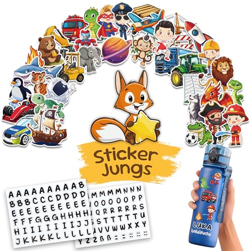 Funkelfuchs Sticker Set Jungs - Spülmaschinengeeignet - Personalisierung Buchstaben - Klebeetiketten Kinder, Namenssticker - Sticker Namen personalisiert - Aufkleber Namen - Namenssticker Funkelfuchs Sticker Set Jungs - Spülmaschinengeeignet - Personalisierung Buchstaben - Klebeetiketten Kinder, Namenssticker - Sticker Namen personalisiert - Aufkleber Namen - Namenssticker von Funkelfuchs