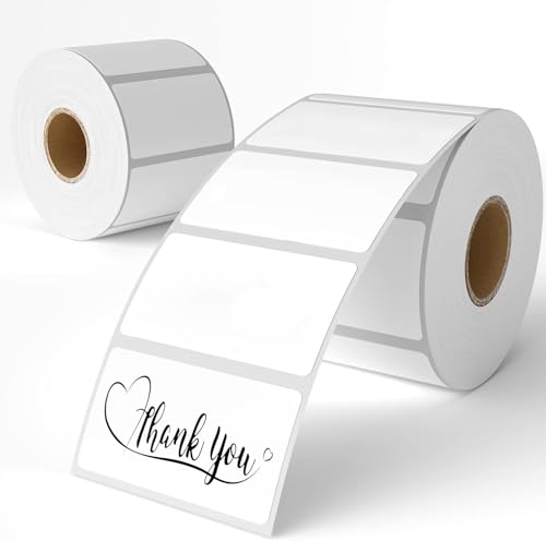 2 Rolle Thermo-Etiketten selbstklebend weiß 60 x 40 mm 1200 Stück Rollenetiketten Thermo Haftetiketten,Thermo Papier für Schule, Zuhause, Büro, Kleine Unternehmen von Funklu