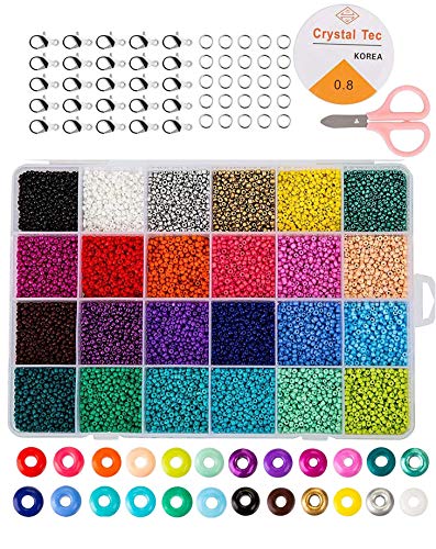 Mini Glasperlen Run Farben Perlen zum Basteln, 2 mm mit 24-Gitter Aufbewahrungsbox für Schmuckherstellung von Funklu