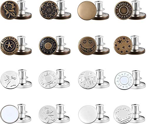 Funklu Metall Jeansknopf-Set, 16 Stück, 17mm, Sofortknöpfe mit Nieten, Jeans Knopf zum Einschlagen, DIY Reparatur Funklu Metall Jeansknopf-Set, 16 Stück, 17mm, Sofortknöpfe mit Nieten, Jeans Knopf zum Einschlagen, DIY Reparatur von Funklu